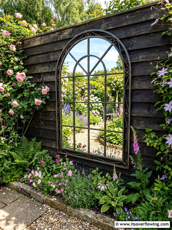 Accent wall mirror - 25 backyard ideas for townhouse yards