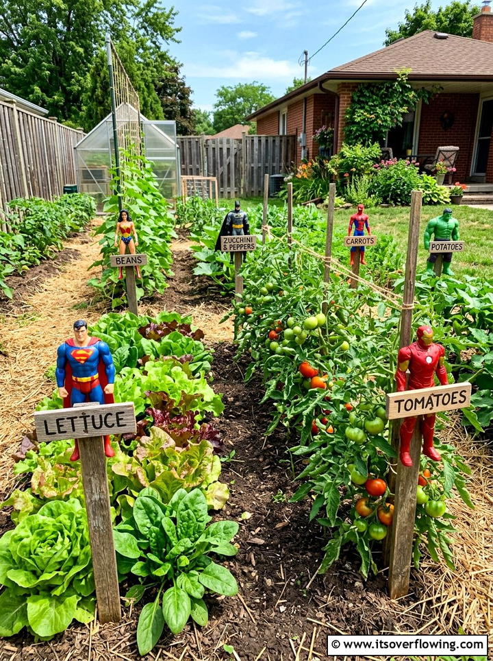 Action figure garden marker - 25 recycled garden ideas with old toys