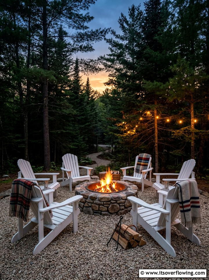 Adirondack Chair Fire Pit - 25 backyard decorating ideas with farmhouse accents