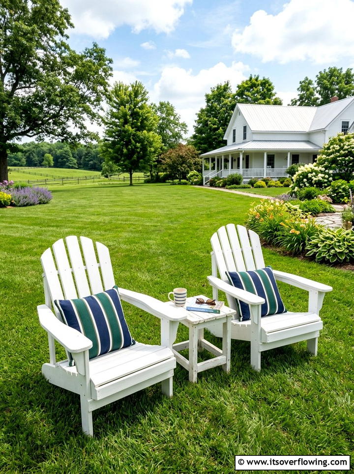 Adirondack Chair Seating - 25 backyard ideas with farmhouse style