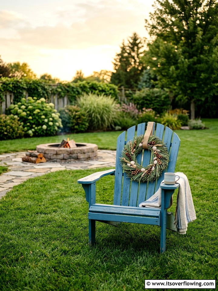 Adirondack Chair Wreath - 25 garden decor ideas with seasonal wreaths
