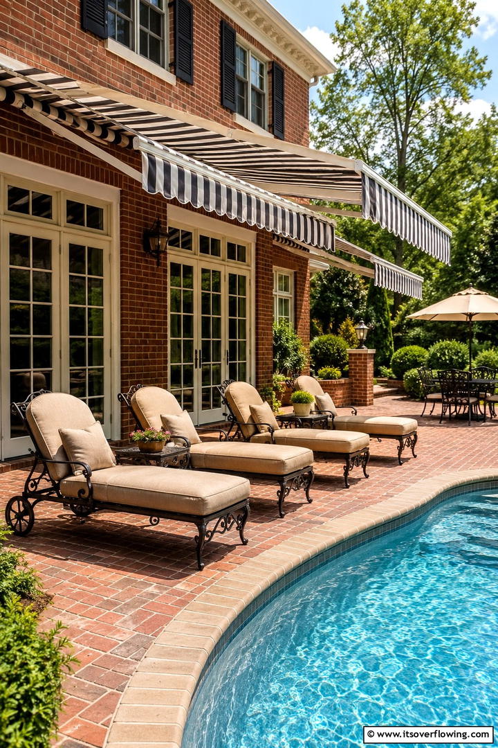 Adjustable Fabric Awnings for Versatile Use - 30 Pool Shade Ideas for a Cool and Relaxing Oasis