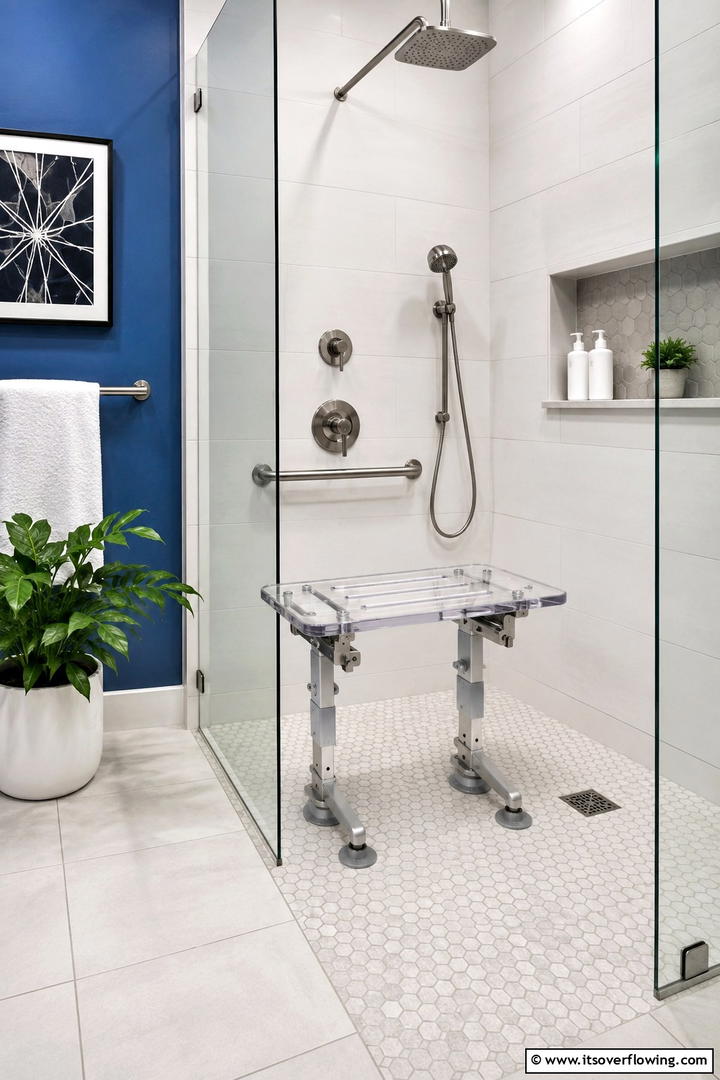 Adjustable Height Bench - 30 Shower Bench Ideas for Functional Bathroom Designs
