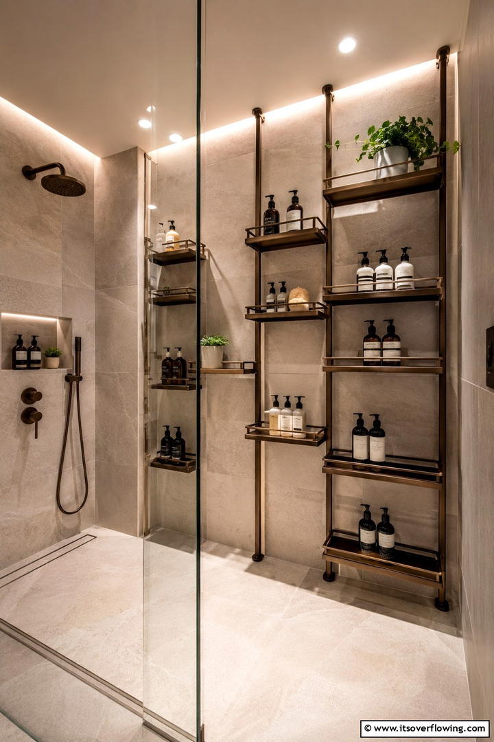 Adjustable Racks for Customized Layouts - 30 Shower Storage Ideas to Declutter Your Bathroom