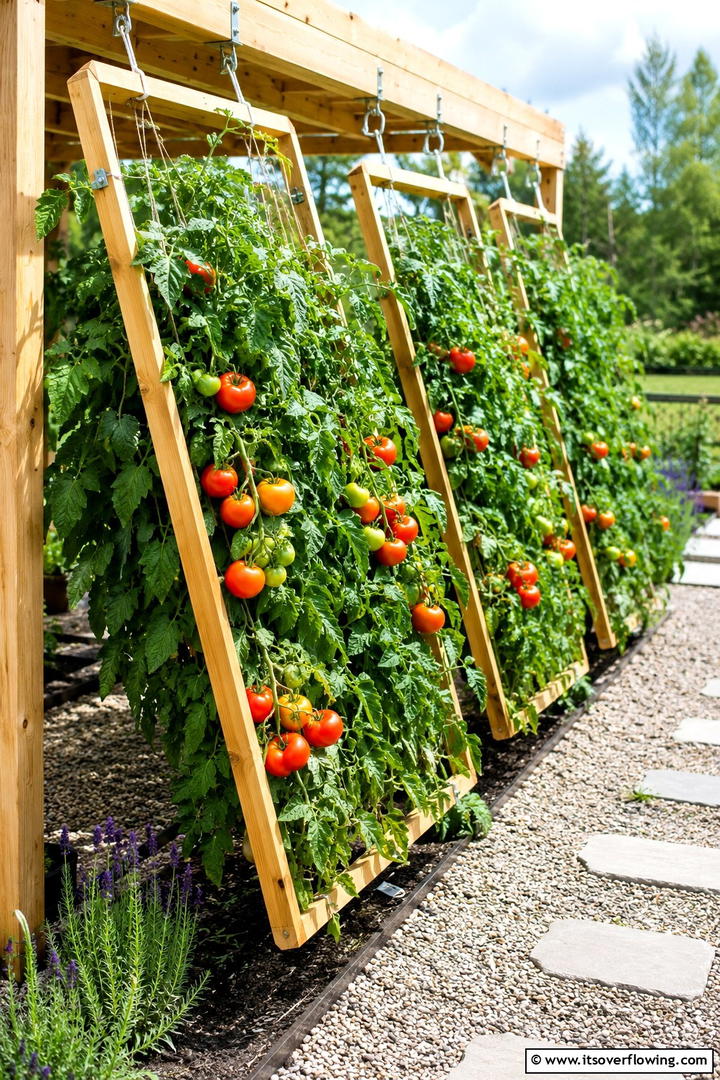 Adjustable Swinging Trellis - 30 Tomato Trellis Ideas for Healthy & Space-Saving Gardens