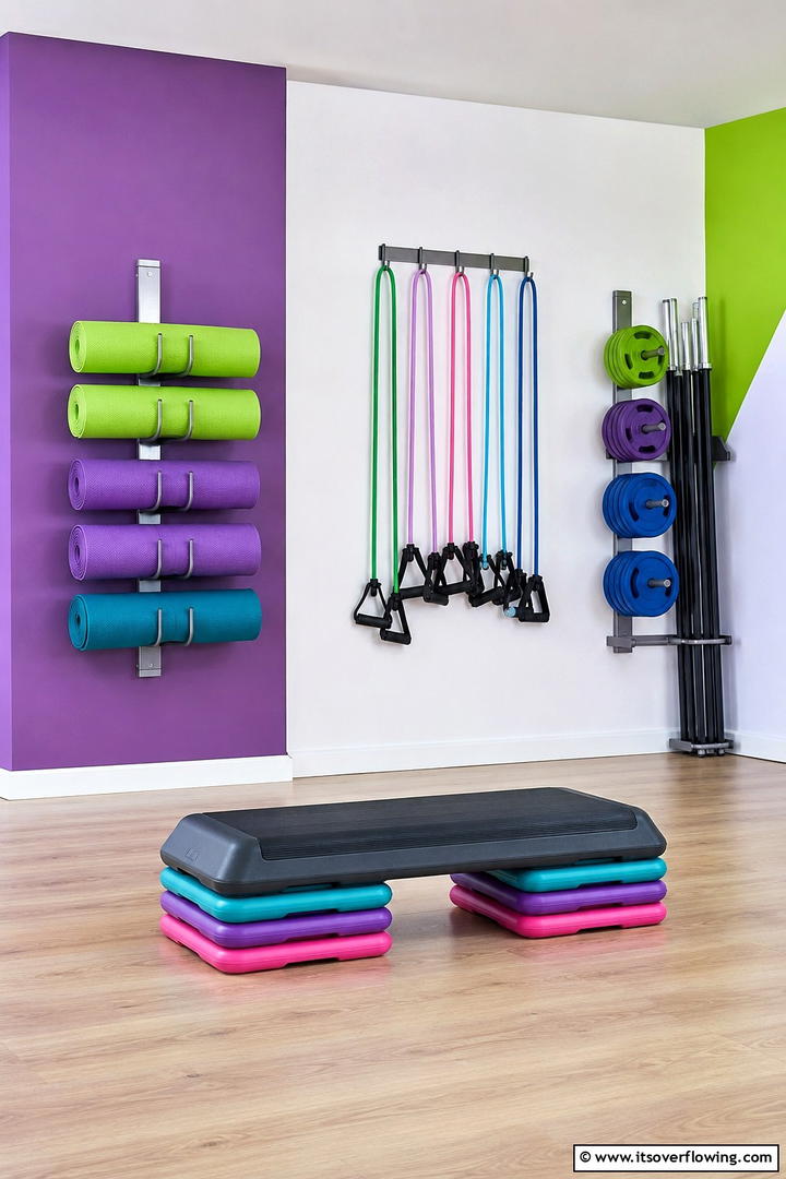 Aerobic Step Corner - 30 Small Home Gym Ideas for Compact Fitness Spaces
