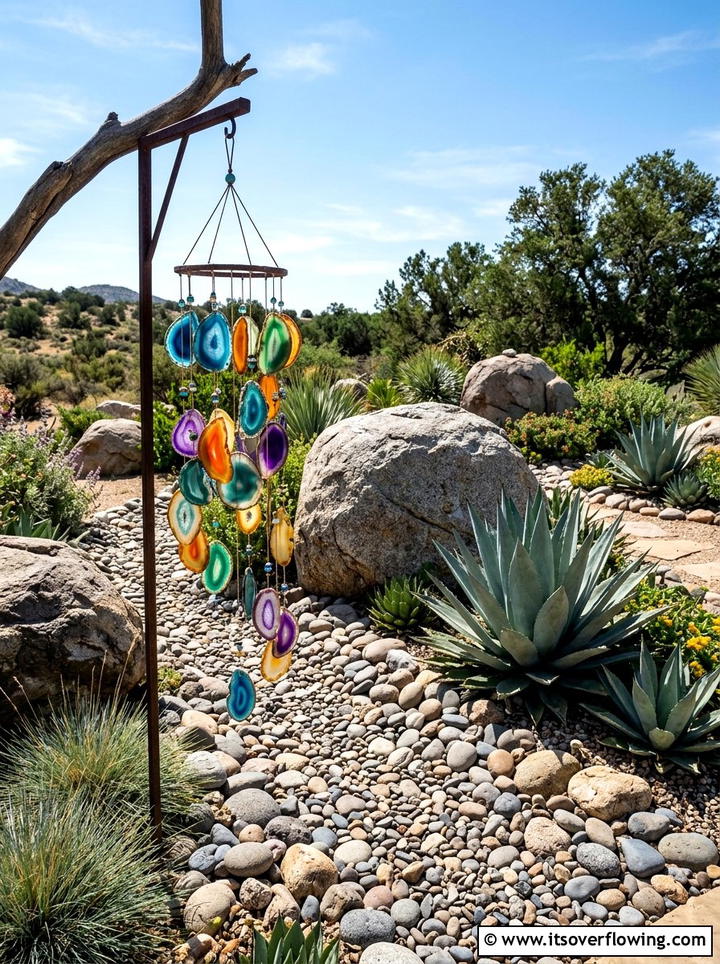 Agate Slice Wind Chimes For Rock Garden - 25 garden decor ideas with wind chimes