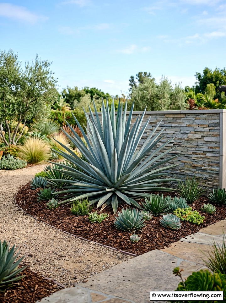 Agave Focal Point Landscaping - 25 garden design ideas with drought tolerant plants