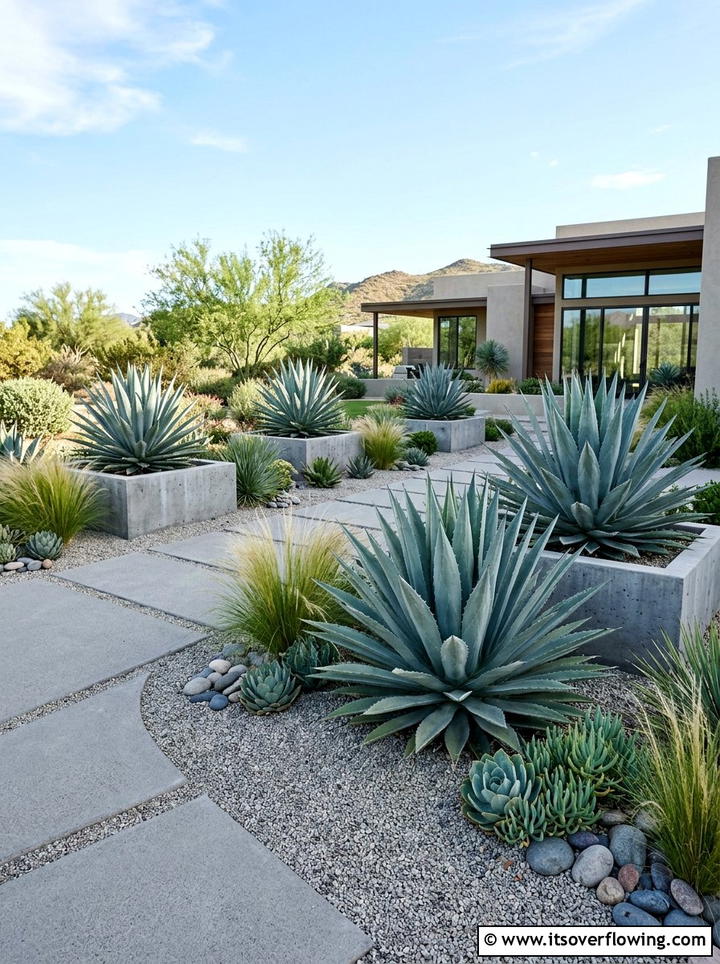Agave Modern Landscape - 25 creative garden ideas with sculptural plants