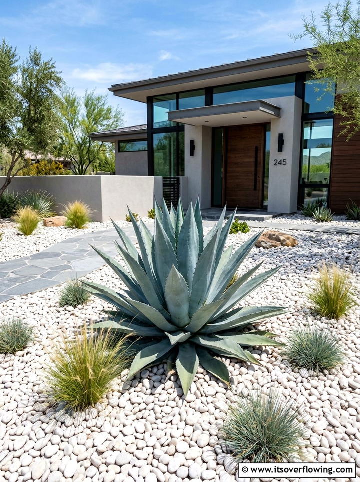 Agave focal point - 25 cheap garden ideas with drought tolerant plants