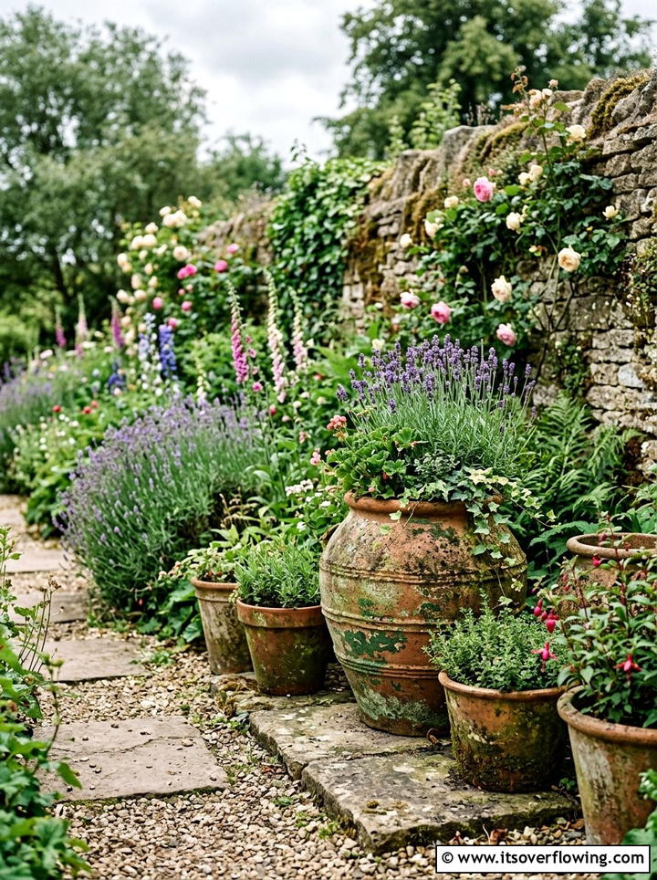 Aged Patina Terracotta Pots - 25 garden ideas with painted pots