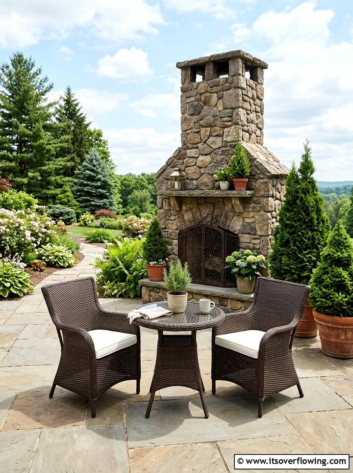 All Weather Wicker Bistro Set - 25 front porch ideas with bistro set