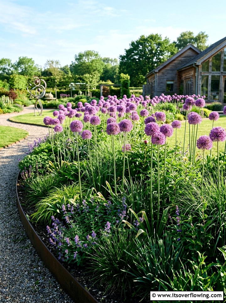 Allium Purple Globes - 25 backyard ideas with border plants