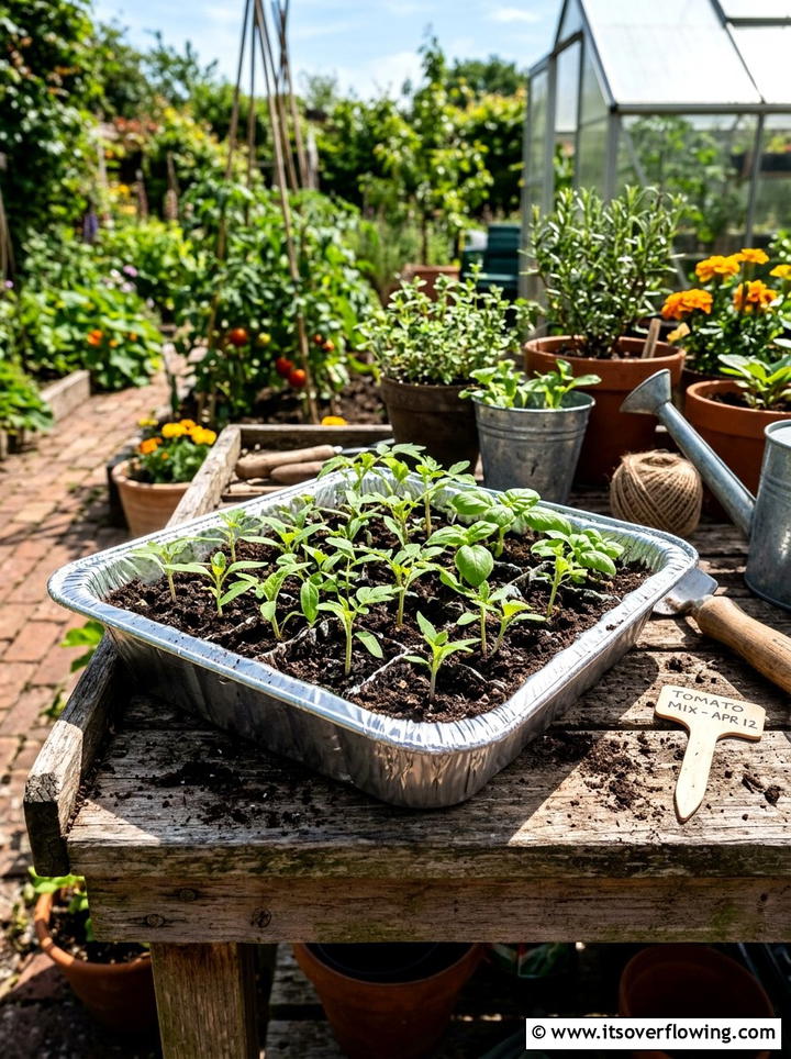 Aluminum Foil Tray Seed Starter - 25 recycled garden ideas with seed starting trays