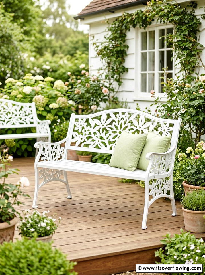Aluminum Outdoor Benches - 25 front porch ideas with metal decor