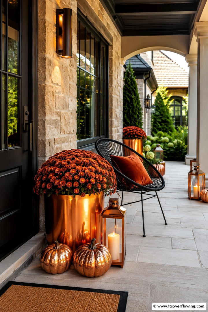 Amber and Copper Warmth - 50 Modern Fall Porch Decor Ideas Roundup- Warm Welcomes