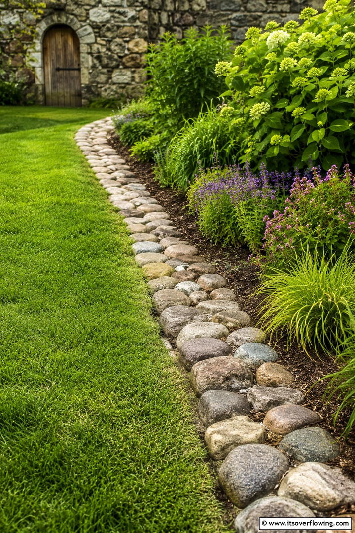 Ancient Cobblestone Boundary - 30 Stone Garden Edging Ideas for Defined Outdoor Spaces