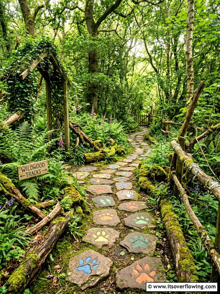 Animal print garden path - 25 creative garden ideas with painted stepping stones