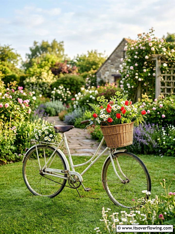 Antique Bicycle Flower Display - 25 reusing old things ideas for patio
