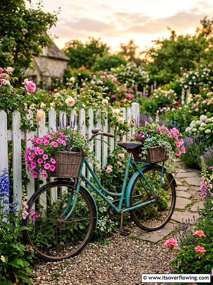 Antique Bicycle Flower - 25 backyard ideas with vintage planters