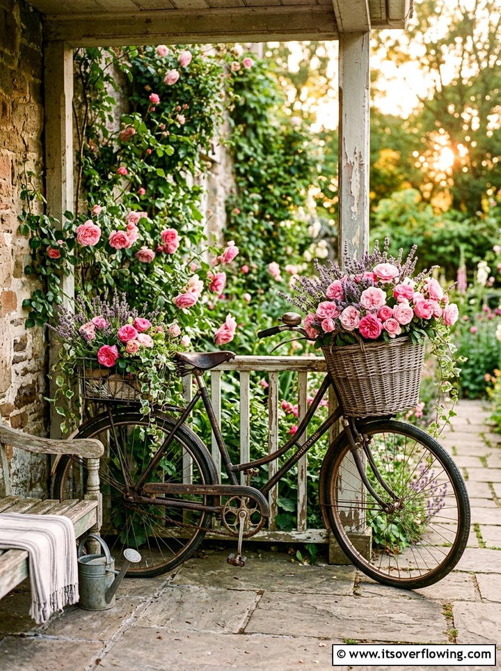 Antique Bicycle Planter - 25 upcycled garden ideas for porches