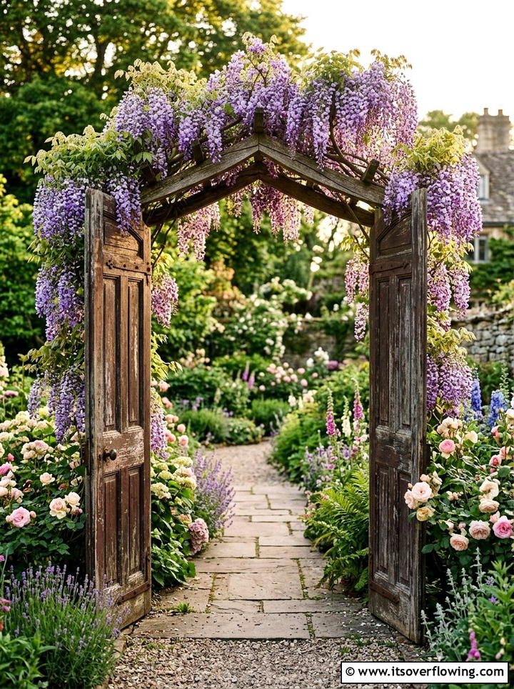 Antique Door Garden Arbor - 25 backyard decorating ideas with old door decor
