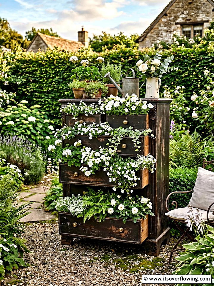Antique Dresser Garden - 25 upcycled garden ideas