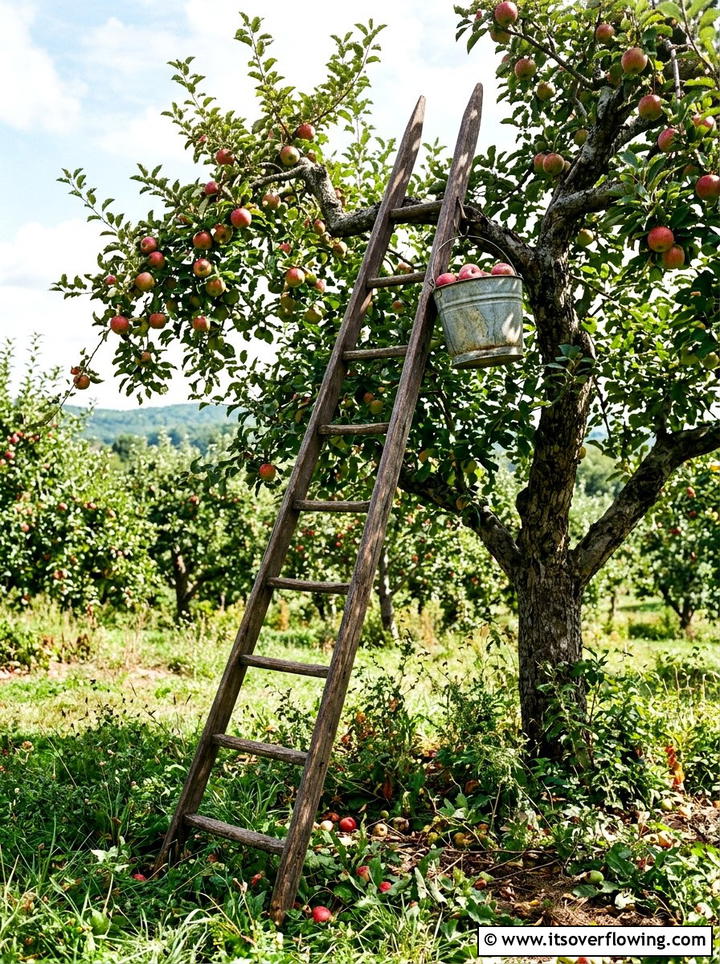 Antique Fruit Picking Ladder - 25 garden ideas with old ladders