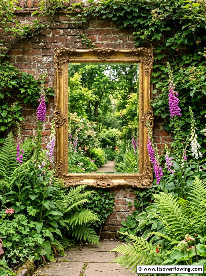 Antique Garden Mirror - 25 garden decor ideas with vintage pieces