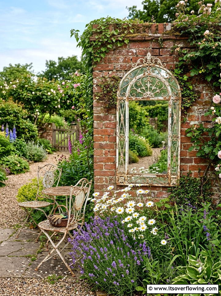 Antique Garden Mirror - 25 backyard decorating ideas with mirror accents