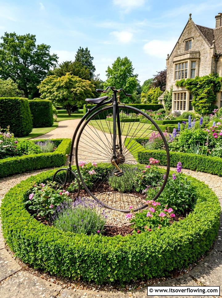 Antique High Wheeler Decor - 25 upcycled garden ideas with old bicycles