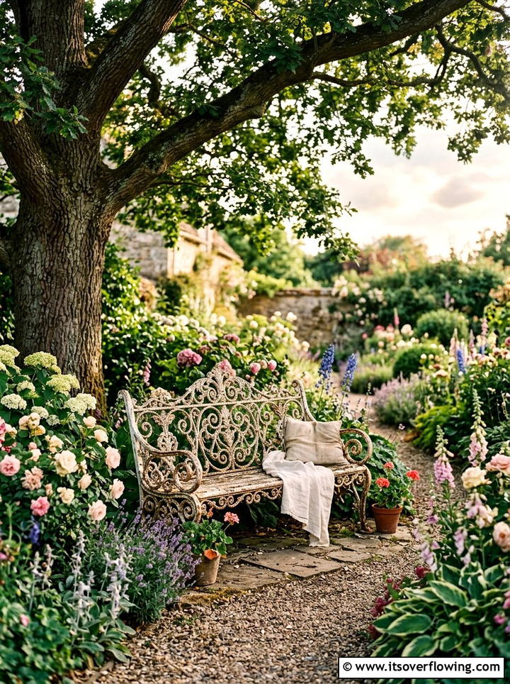 Antique Iron Bench - 25 garden ideas for rustic style