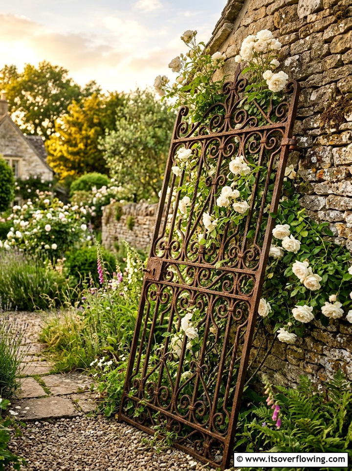 Antique Iron Gate - 25 garden decor ideas for rustic gardens
