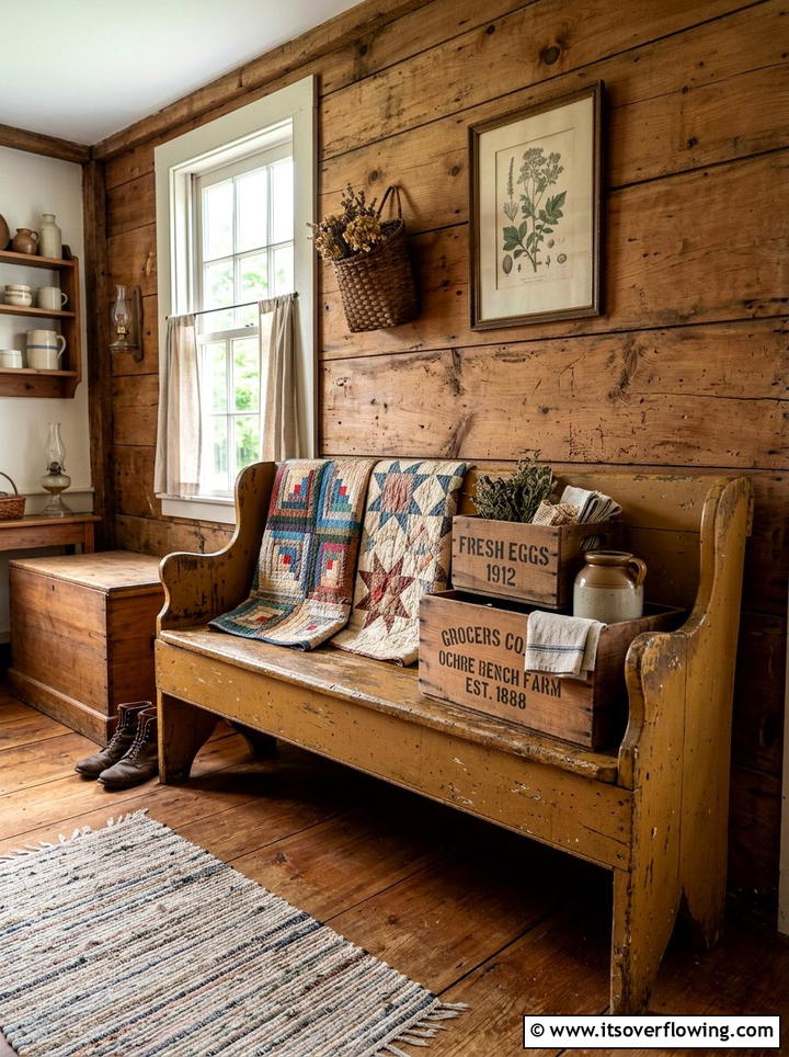 Antique Milk Paint Bench - 25 front porch decor ideas with antique benches