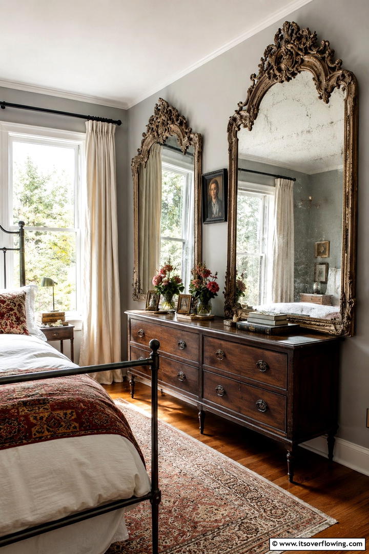 Antique Mirror Accents - 30 Shabby Chic Bedroom Ideas for Vintage-Inspired Spaces