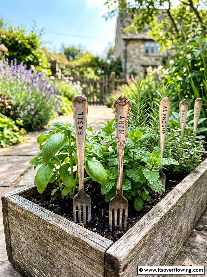 Antique Silverware Plant Markers - 25 reusing old things ideas for farmhouse garden look