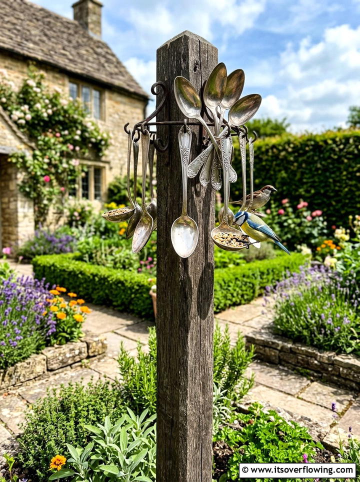 Antique Spoon Bird Feeder - 25 reusing old things ideas for bird feeders
