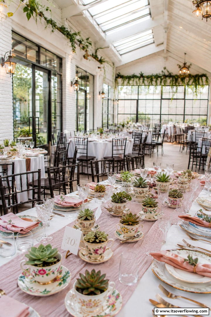 Antique Teacups with Succulents - 30 Rustic Wedding Centerpieces for a Charming Celebration