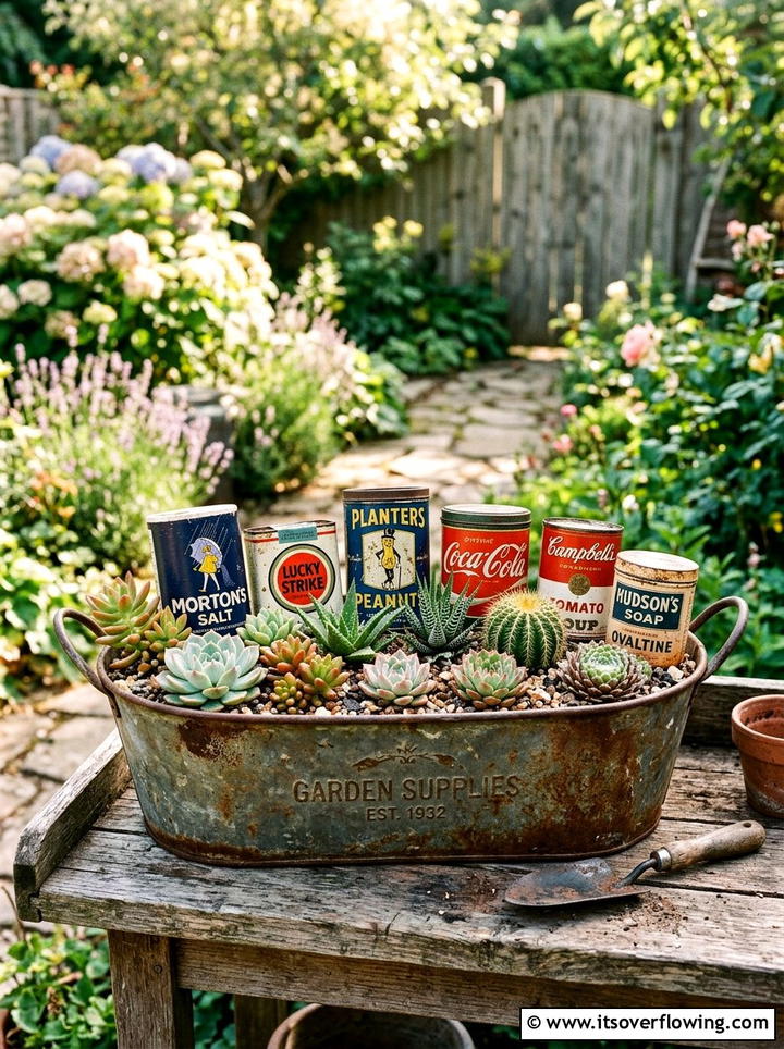 Antique Tin Planter - 25 garden ideas with pots