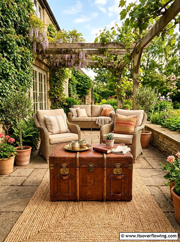 Antique Trunk Patio - 25 backyard ideas with old furniture