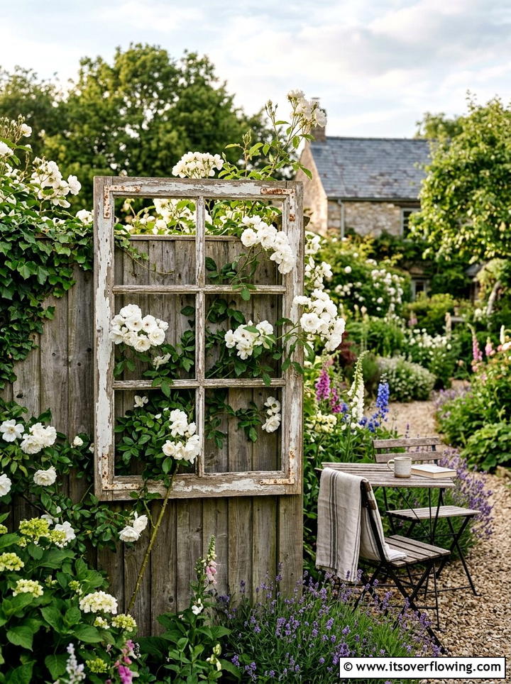 Antique Window Frame - 25 reusing old things ideas for fence decor