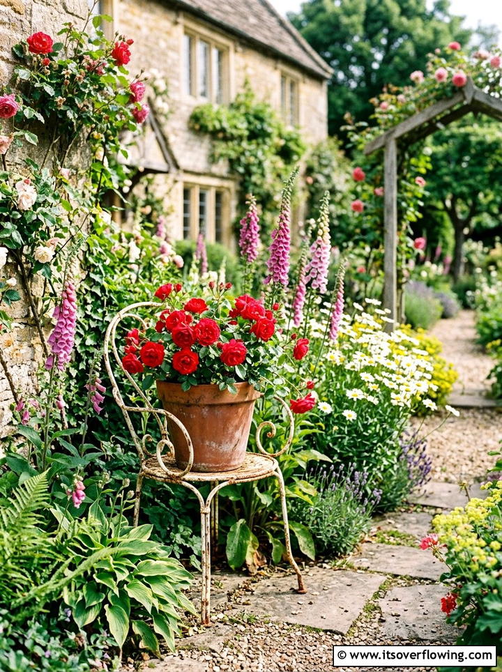 Antique chair flower stand - 25 upcycled garden ideas for sunny spaces
