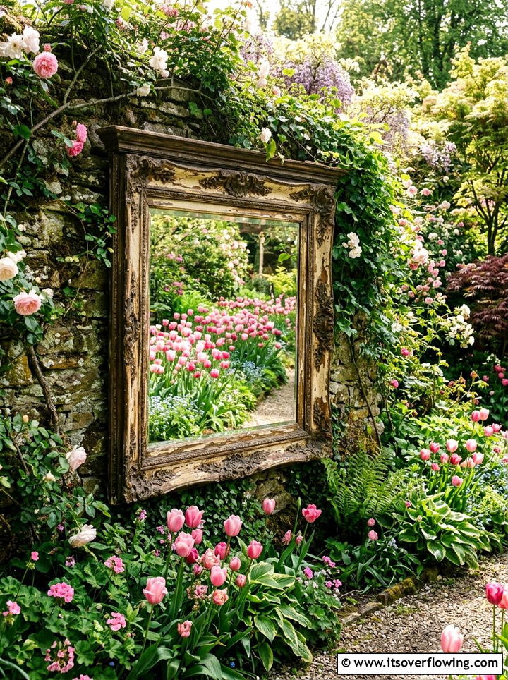 Antique garden mirror - 25 garden decor ideas with antique finds