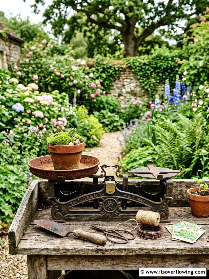 Antique metal scale garden decor - 25 garden decor ideas with antique finds