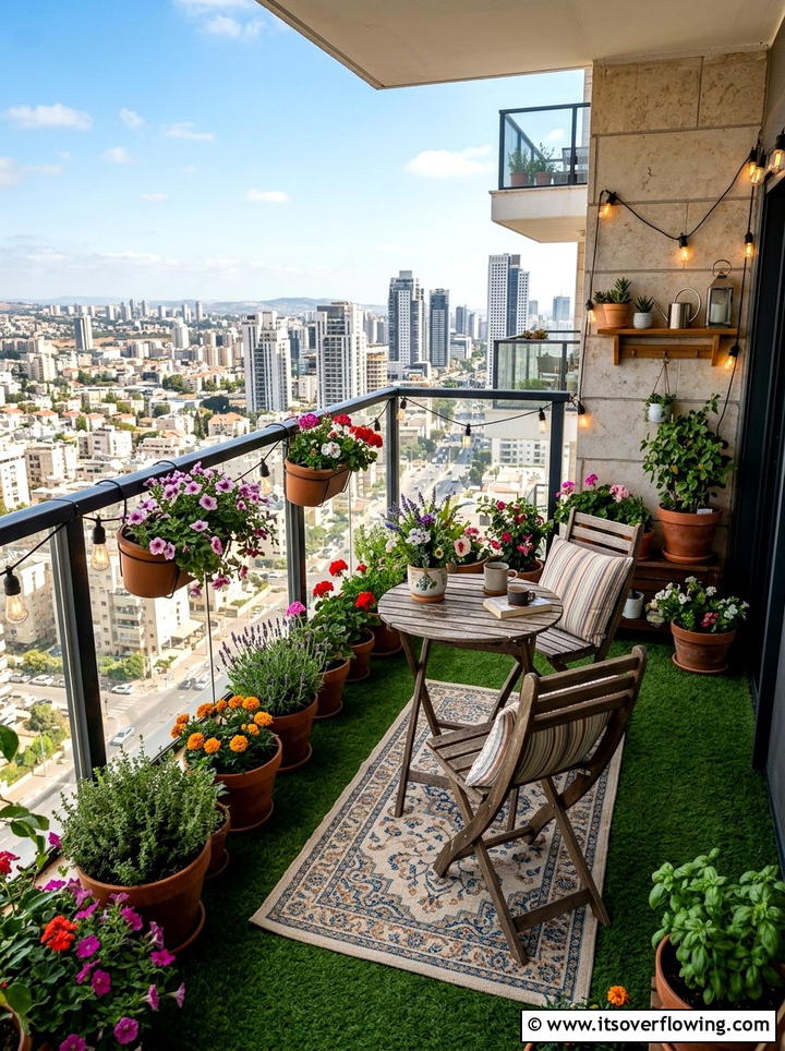 Apartment Balcony Garden - 25 small garden ideas with artificial turf