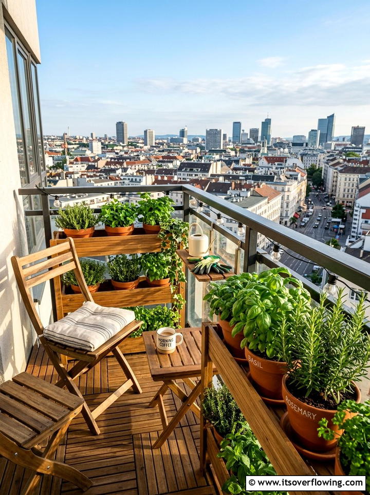 Apartment balcony herb garden seating - 25 small garden ideas with foldable seating