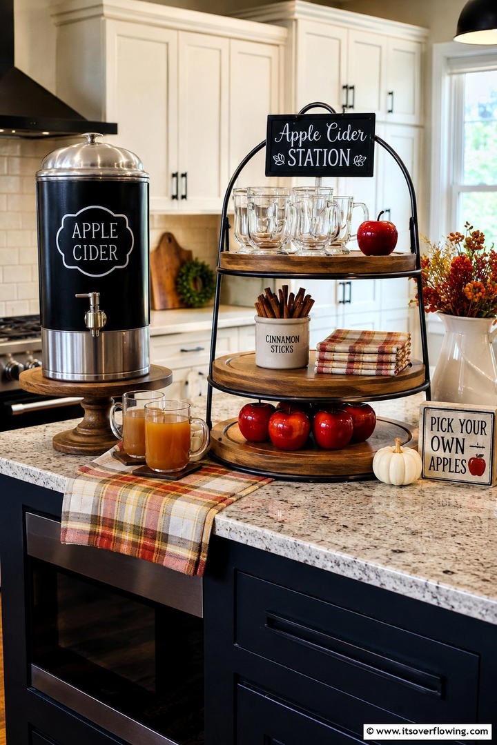 Apple Cider Station - 50 Fall Tiered Tray Decor Ideas for Festive Shelves