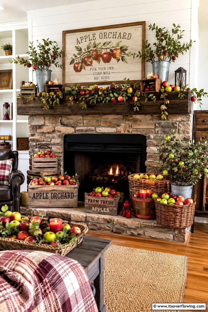 Apple Orchard Mantel Theme - 50 Fall Mantel Decor Ideas for Cozy Spaces This Season