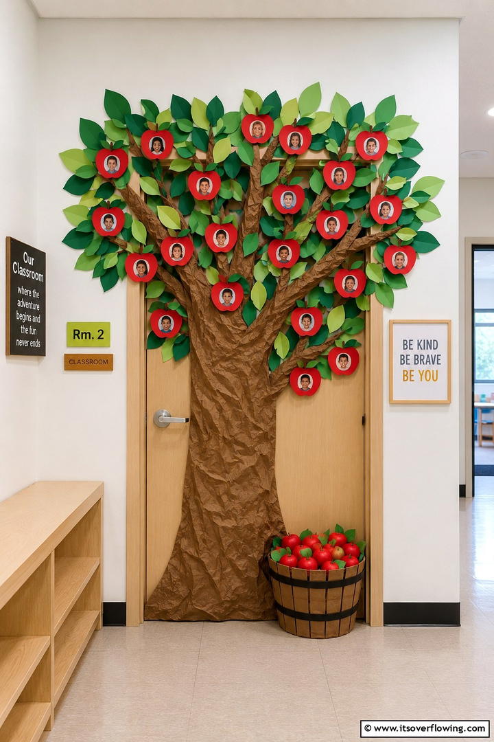 Apple Orchard Tree Door - 50 Fall Door Decor Classroom Ideas for Cozy Entryways