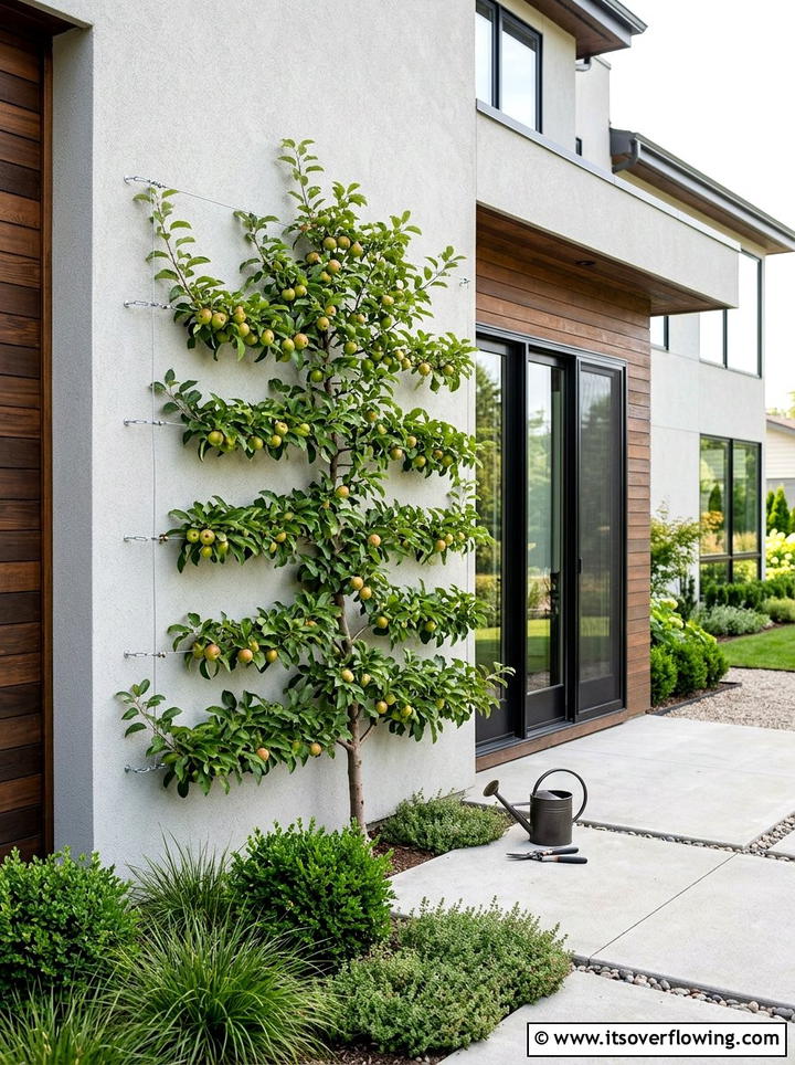 Apple Tree Espalier - 25 front porch ideas with edible plants